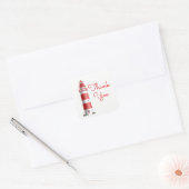 Leuchtturm Red Danke Beach Wedding Ocean Beach Quadratischer Aufkleber (Umschlag)