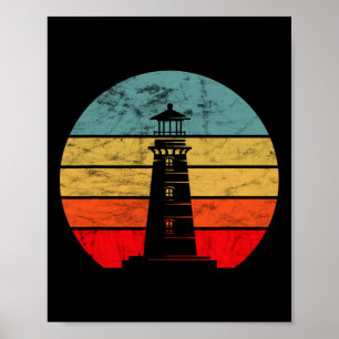 Leuchtturm Retro Vintage Strand Bootfahren Küstenl Poster