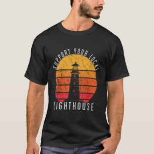 Leuchtturm Retro Vintage Unterstützung lokale Küst T-Shirt