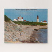 Leuchtturm Rhode Island.Weihnachtsgrüße Puzzle (Horizontal)