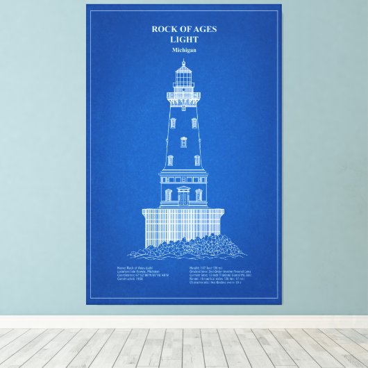 Leuchtturm Rock of Ages - Michigan - AD Leinwanddruck (Insitu (Holzboden))