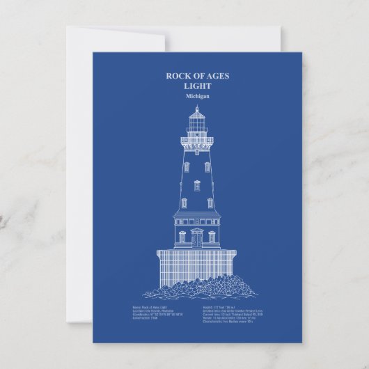 Leuchtturm Rock of Ages - Michigan - AD Mitteilungskarte (Vorderseite)
