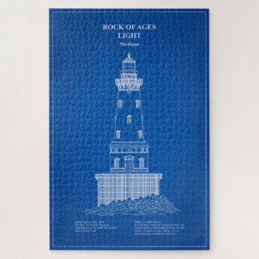 Leuchtturm Rock of Ages - Michigan - AD Puzzle (Vertikal)