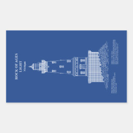 Leuchtturm Rock of Ages - Michigan - AD Rechteckiger Aufkleber