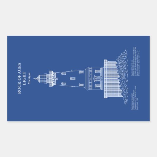 Leuchtturm Rock of Ages - Michigan - AD Rechteckiger Aufkleber (Vorderseite)