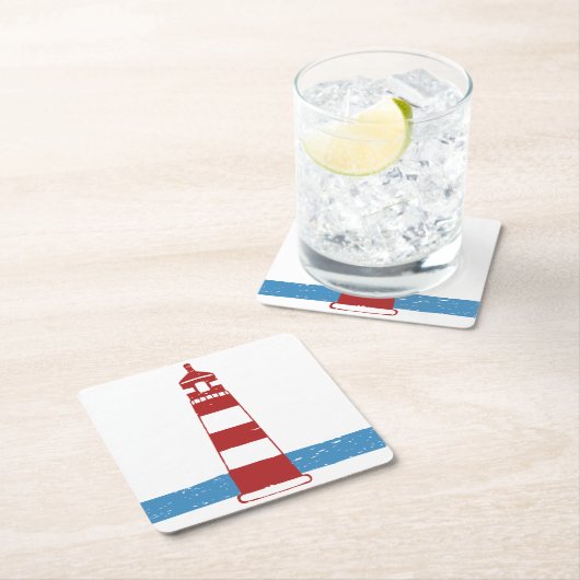 Leuchtturm, rot-weiß Streifen, Hochzeit Rechteckiger Pappuntersetzer (Vor Ort)