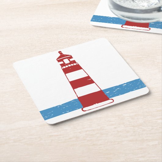 Leuchtturm, rot-weiß Streifen, Hochzeit Rechteckiger Pappuntersetzer (angewinkelt)