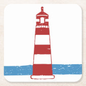 Leuchtturm, rot-weiß Streifen, Hochzeit Rechteckiger Pappuntersetzer (Vorderseite)