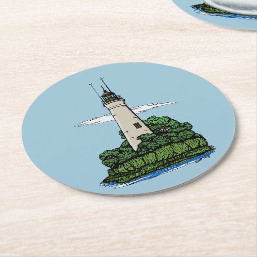 Leuchtturm Runder Pappuntersetzer (Angewinkelt)