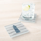 Leuchtturm Rustic Beach Deco Glass Untersetzer (Schrägansicht)