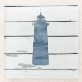 Leuchtturm Rustic Beach Deco Glass Untersetzer (Vorderseite)