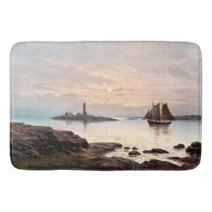Leuchtturm & Sailboat im Mondlicht Badematte