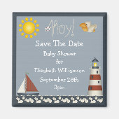 Leuchtturm & Sailboat Save the Date Kinderdusche Magnet (Vorne)