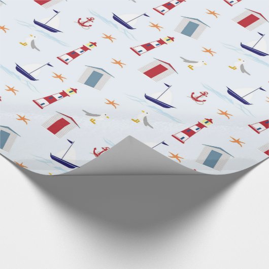 Leuchtturm Sailboat Starfish Kinderdusche Geschenkpapier (Ecke)