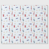 Leuchtturm Sailboat Starfish Kinderdusche Geschenkpapier (Flach)