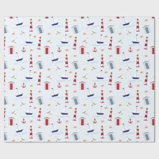 Leuchtturm Sailboat Starfish Kinderdusche Geschenkpapier (Flach)