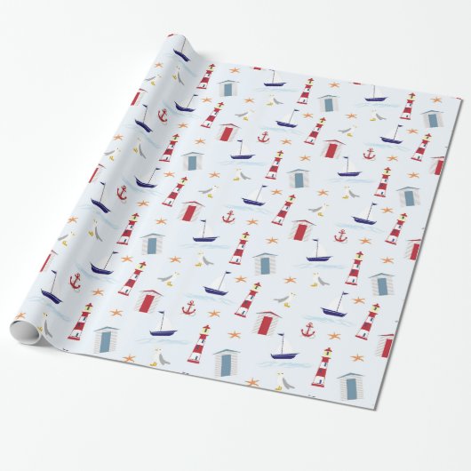 Leuchtturm Sailboat Starfish Kinderdusche Geschenkpapier (Ungerollt)
