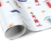 Leuchtturm Sailboat Starfish Kinderdusche Geschenkpapier (Rolleneckpunkt)