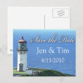 Leuchtturm Save the Date Ankündigungspostkarte (Vorne/Hinten)