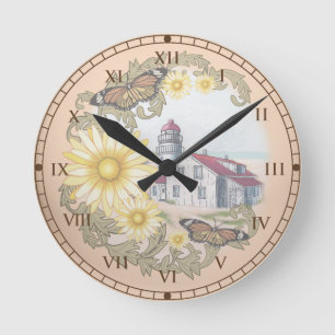 Leuchtturm Schmetterling Runde Wanduhr