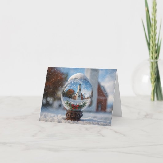 Leuchtturm-Schneekugel-Weihnachtskarte Dankeskarte (Vorderseite)