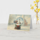 Leuchtturm-Schneekugel-Weihnachtskarte Karte (Gelbe Blume)