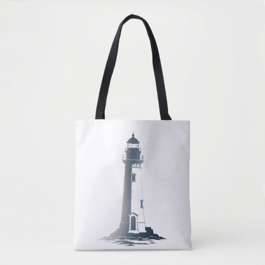 Leuchtturm Sea Illustration Silhouette Style Tasche (Vorderseite)