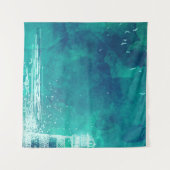 Leuchtturm & Seagulls - Aquarellfarben Wandteppich (Vorderseite (Horizontal))