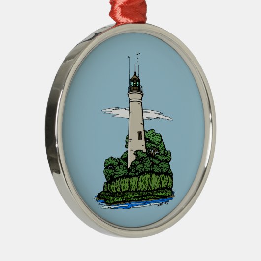 Leuchtturm Silbernes Ornament (Rechts)