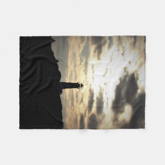 Leuchtturm-Silhouette Fleecedecke (Vorderseite (Horizontal))