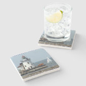 Leuchtturm (Sommer) Steinuntersetzer (Seitenansicht)