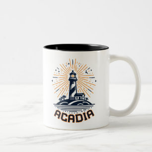 Leuchtturm Sonnenaufgang im Acadia National Park Zweifarbige Tasse