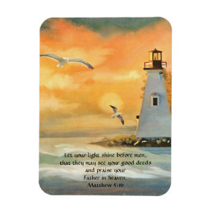 Leuchtturm-Sonnenuntergang-Bibelvers-Magnet Magnet