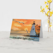 Leuchtturm Sonnenuntergang Christliche Ermutigungs Karte (Gelbe Blume)