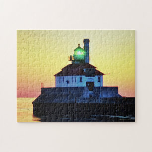Leuchtturm Sonnenuntergang Duluth Minnesota Puzzle