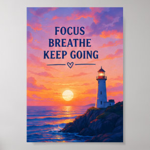 Leuchtturm Sonnenuntergang Fokus Atmen Weitermache Poster