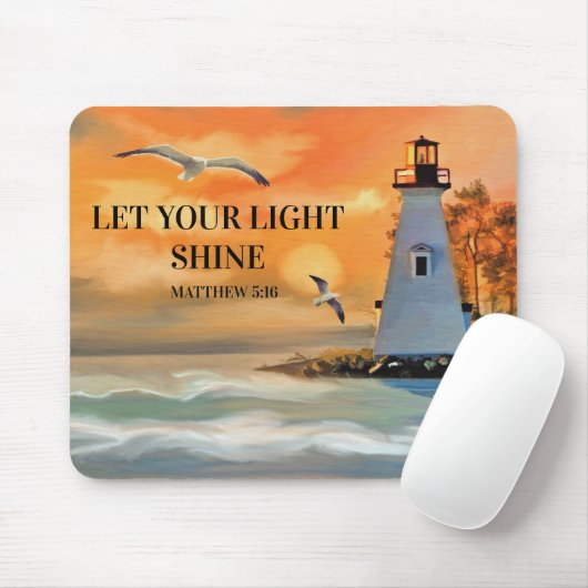 Leuchtturm Sonnenuntergang Malerei Christlich Reli Mousepad (Mit Mouse)