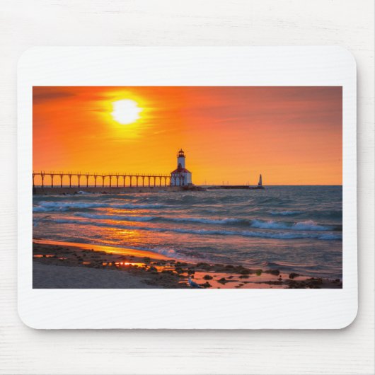Leuchtturm-Sonnenuntergang Mousepad (Vorne)