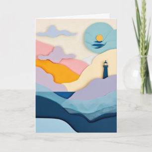 Leuchtturm-Sonnenuntergangs-Silhouette Karte
