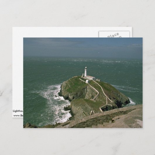 Leuchtturm, South Stack, Anglessy, Nord-Wales Postkarte (Vorne/Hinten)