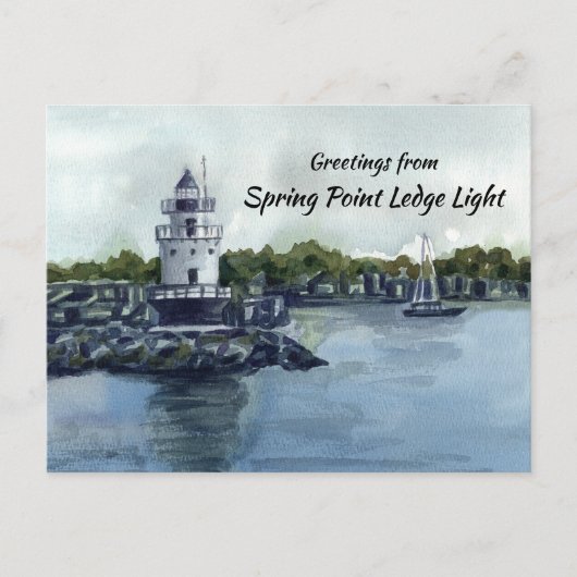 Leuchtturm Spring Point Ledge Maine Ocean Postkarte (Vorderseite)