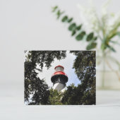 Leuchtturm St. Augustine oben, gerahmt von Eichen Postkarte (Stehend Vorderseite)