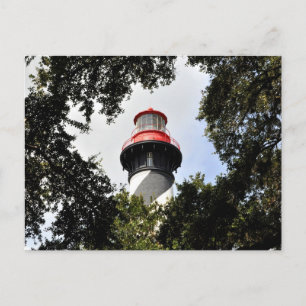 Leuchtturm St. Augustine oben, gerahmt von Eichen Postkarte
