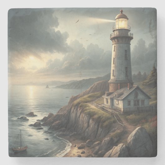 Leuchtturm Steinuntersetzer (Vorderseite)