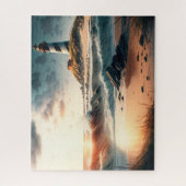 Leuchtturm, Strand, Ozean, Waves Jigsaw Puzzle (Vertikal)