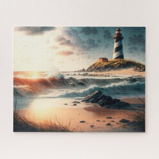 Leuchtturm, Strand, Ozean, Waves Jigsaw Puzzle