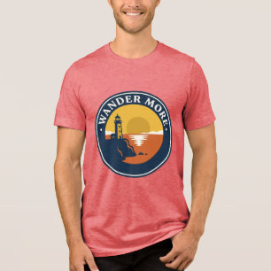 Leuchtturm-Strand-Shirt Wander More Sonnenuntergan Tri-Blend Shirt