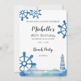 Leuchtturm Strand Wasserfarbe Handbemalte Einladun Einladung