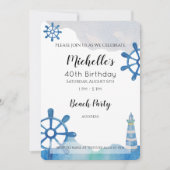 Leuchtturm Strand Wasserfarbe Handbemalte Einladun Einladung (Vorderseite)