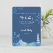 Leuchtturm Strand Wasserfarbe Handbemalte Einladun Einladung (Stehend Vorderseite)